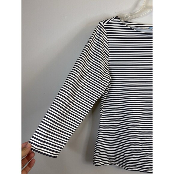 J. MCLAUGHLIN Wavesong Stripe Catalina Cloth Top Small 3/4 Sleeve Button Stretch - Picture 5 of 9